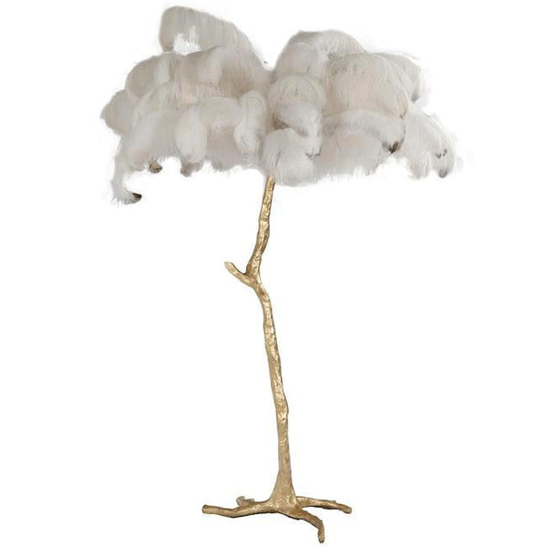 Gold Palm Tree Ostrich Feather Floor Lamp Modernica Props