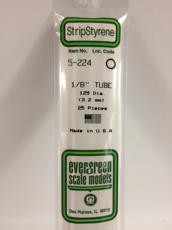 Evergreen Styrene #231 .343" Diameter 2 pcs. Styrene Tube 