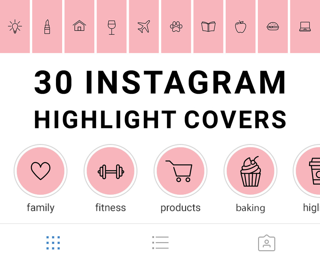 30 Instagram Highlight Icons - Blush Pink and Black – Mimosa Designs