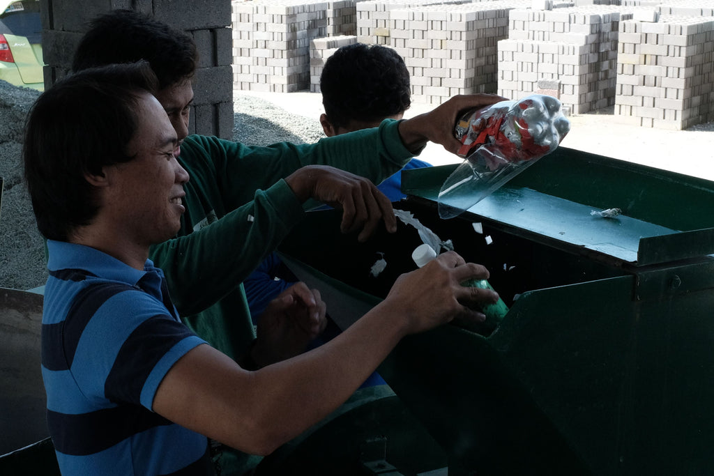 Plastic Waste put into Green Antz Shredder