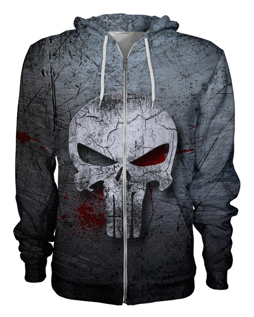 punisher zipper hoodie