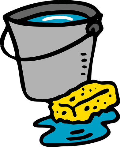 bucket of water and sponge