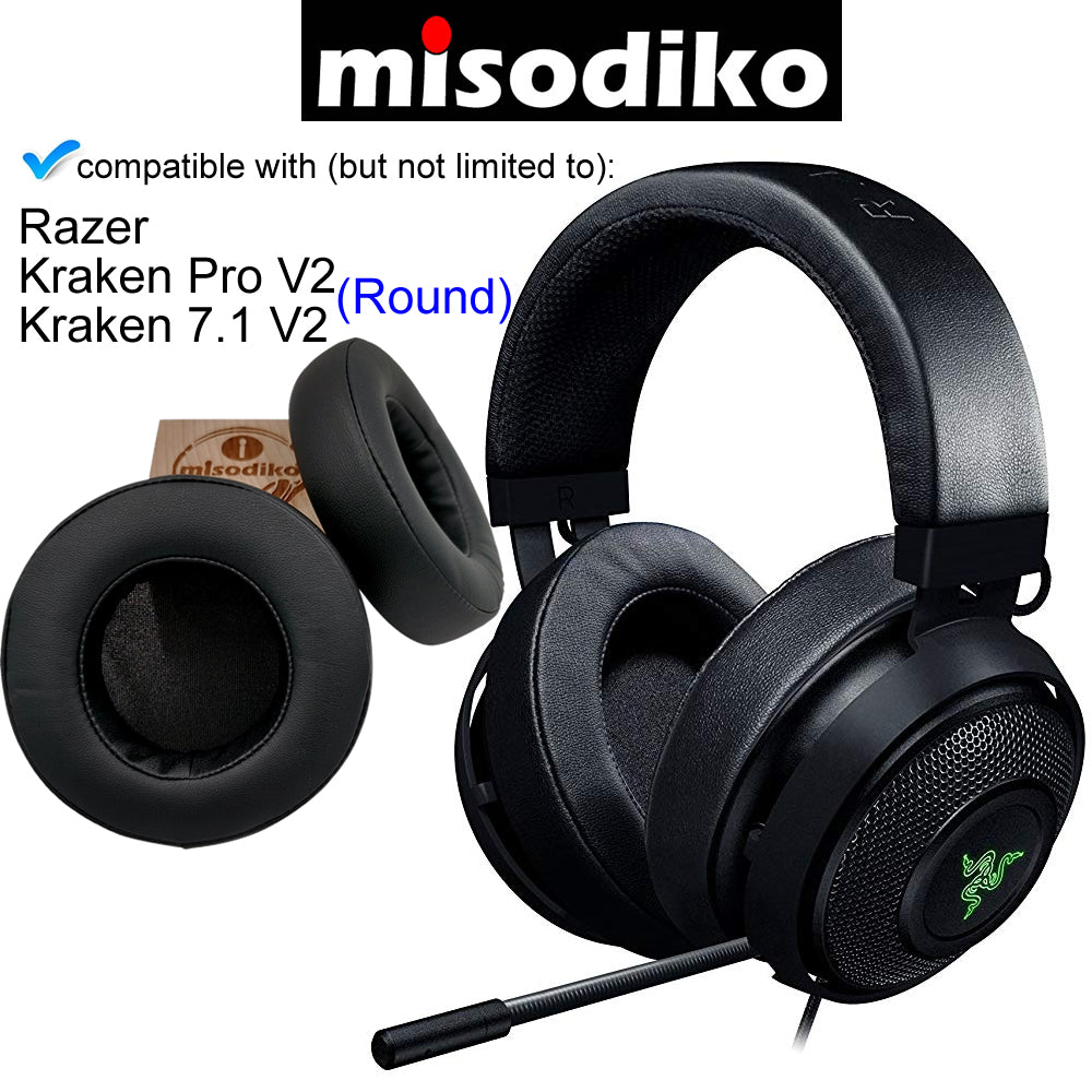 Misodiko Replacement Round Ear Pads Cushion Kit For Razer Kraken Pro