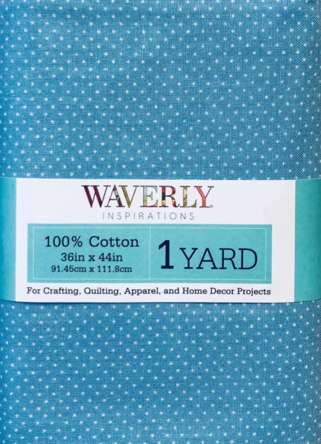 Waverly Inspirations 44" x 1 Yard Cotton Precut Pin Dot Powder Blue Color Sewing Fabric, 1 Each