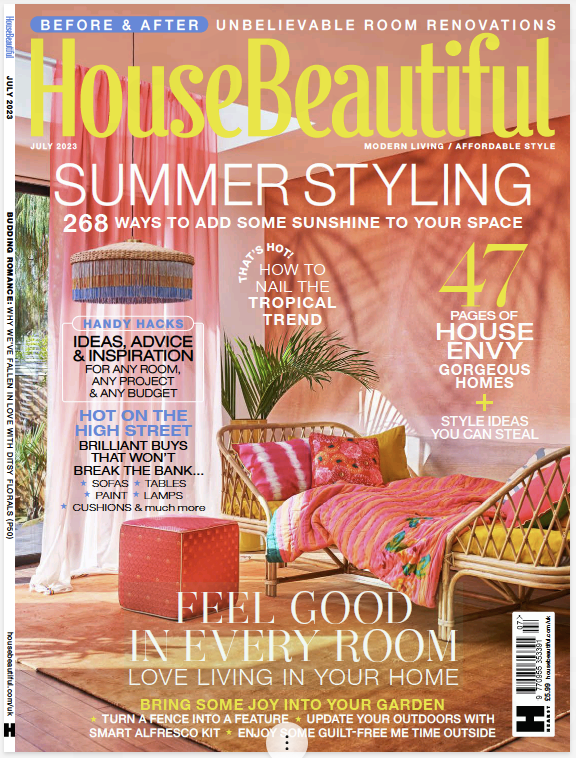 Front cover of the July 2023 issue of House Beautiful.
