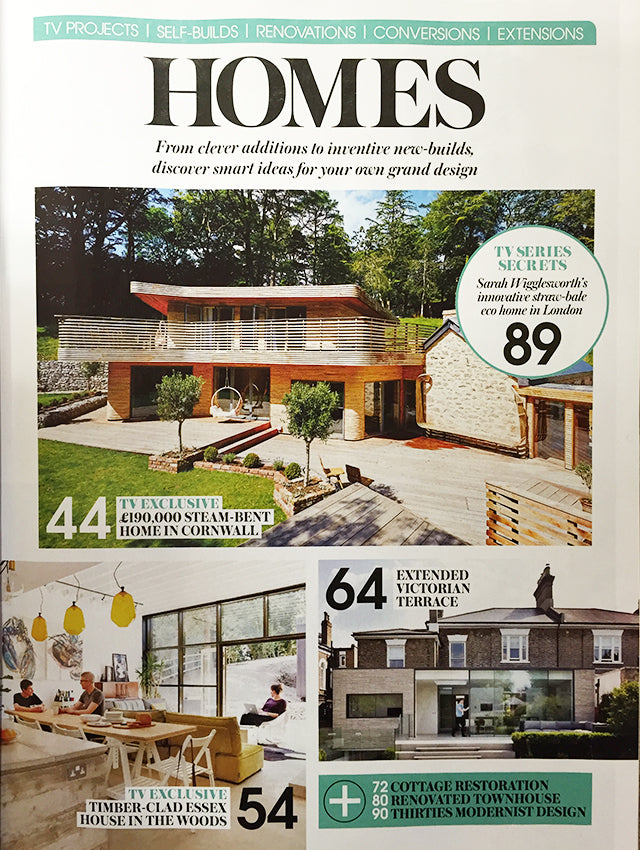 Tom Raffield's steam-bent house on the cover of Homes magazine.