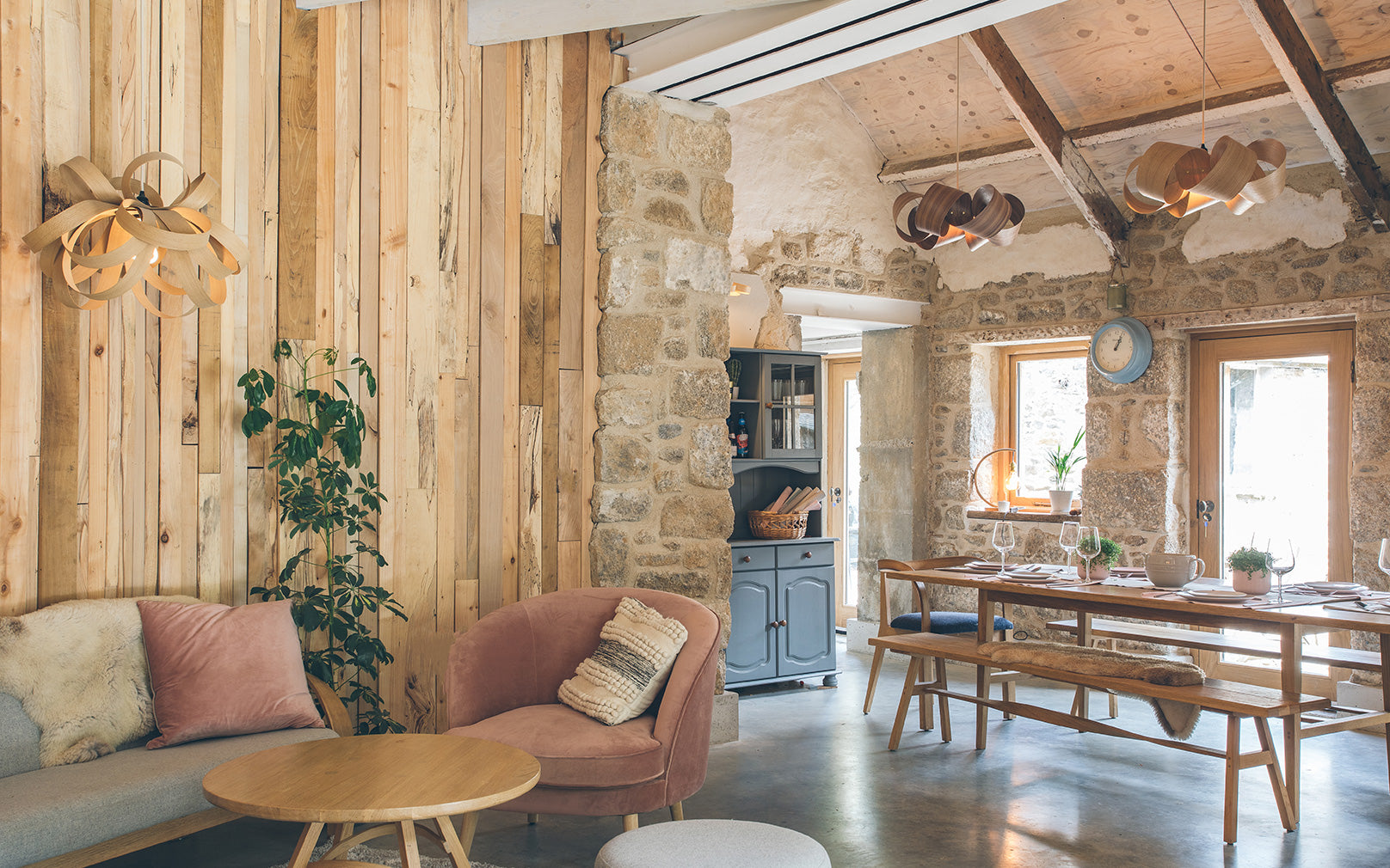 Interior of Tom Raffield's steam-bent-wood house.