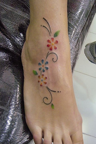 foot flower tattoo design