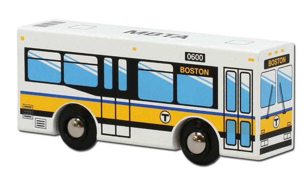 MBTA Wooden Toy Bus - Runs on Train Tracks – MBTAgifts by WardMaps LLC
