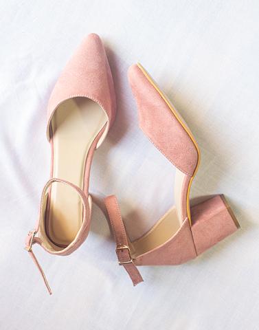 pink shoes block heel
