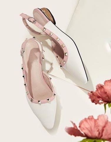 pink studded flats