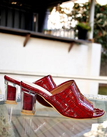 Textured Red Leather Heels – Street 