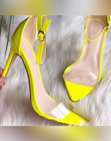 neon transparent heels