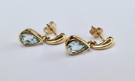 9ct Gold Blue Topaz drop Earrings - agiftireland