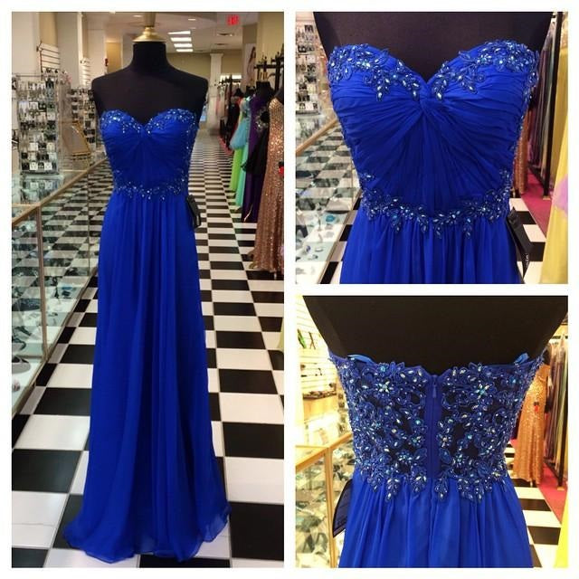 Strapless Long Chiffon Prom Dress Royal Blue Prom Dress Cheap Evening Dress Ma158 0211