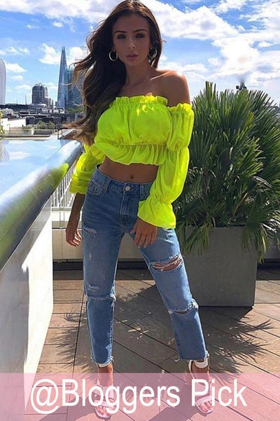 yellow bardot crop top