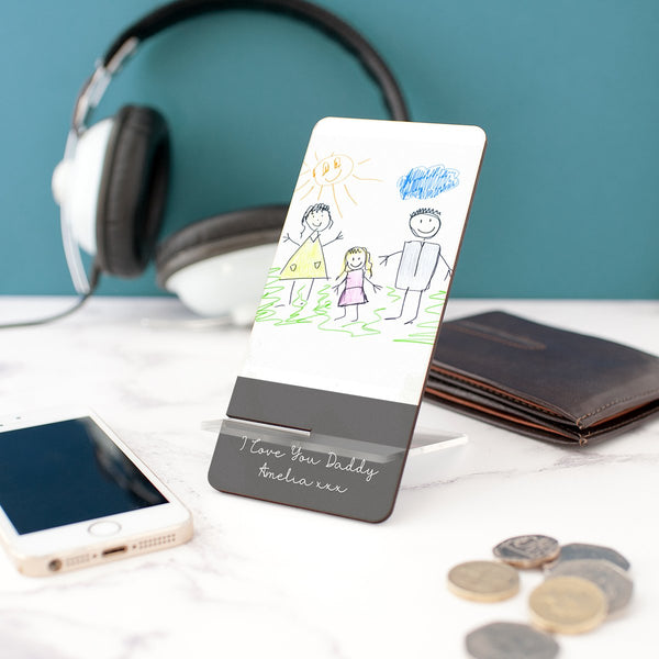 Unique personalised gift for father's day | Your child's drawing on a phone stand
