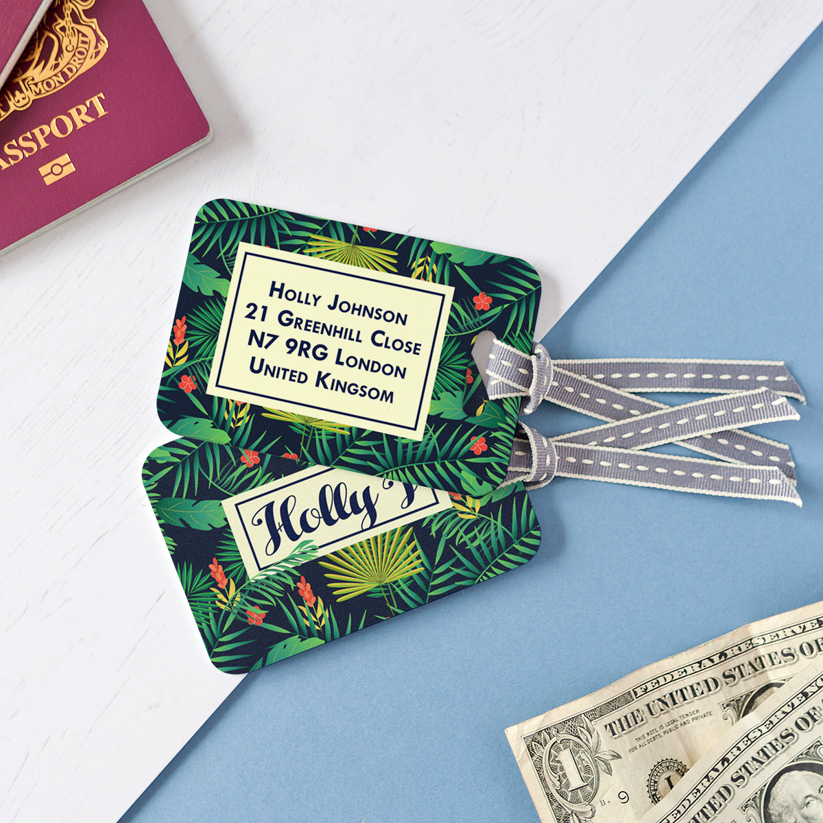 tropical luggage tag