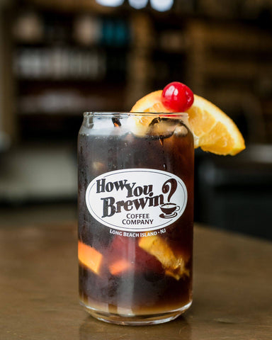 Cold fashioned, cold brew mocktail 
