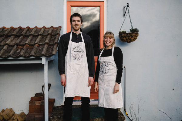 Amy & Jim, founders of The Raw Soap Company, in front of their studio.