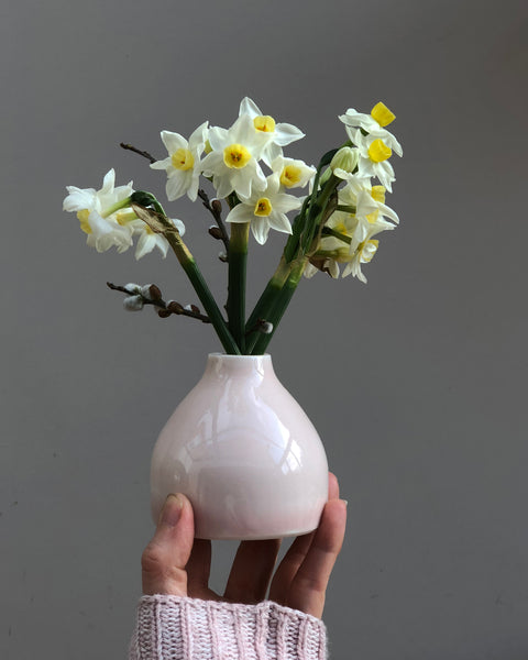 Porcelain vase in pink handmade by Katie Robbins