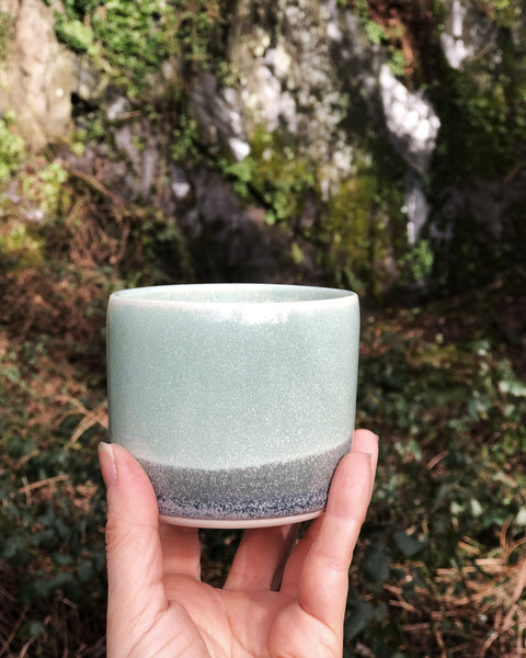 Landscape beaker by Katie Robbins inspired by Welsh slate mines and green hills
