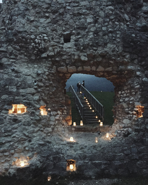 Magical evening with Lewes Priory all lit up by candles.