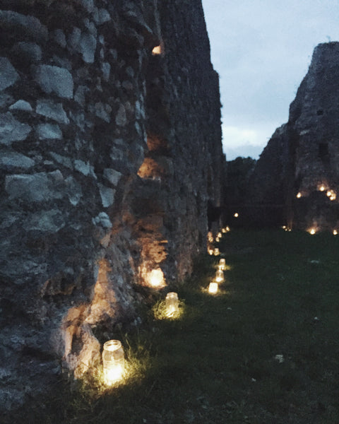 Magical evening with Lewes Priory all lit up by candles.