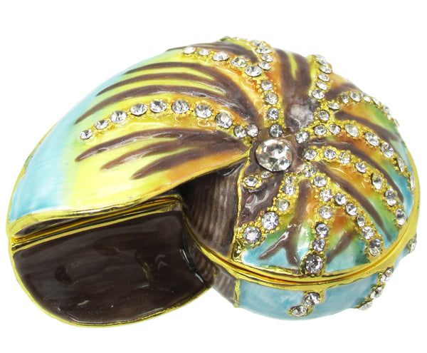 RB1714/BL Details about   RUCINNI Blue Sea Shell Jeweled Trinket Box 
