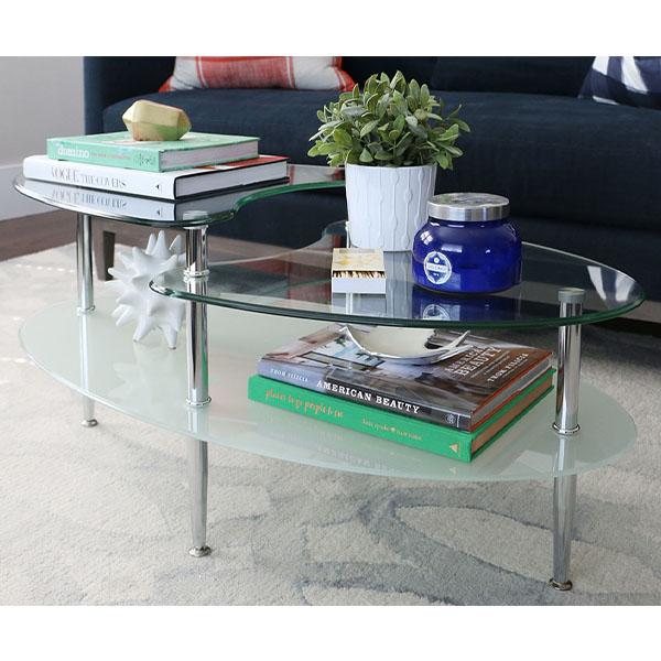 walker edison glass oval coffee table