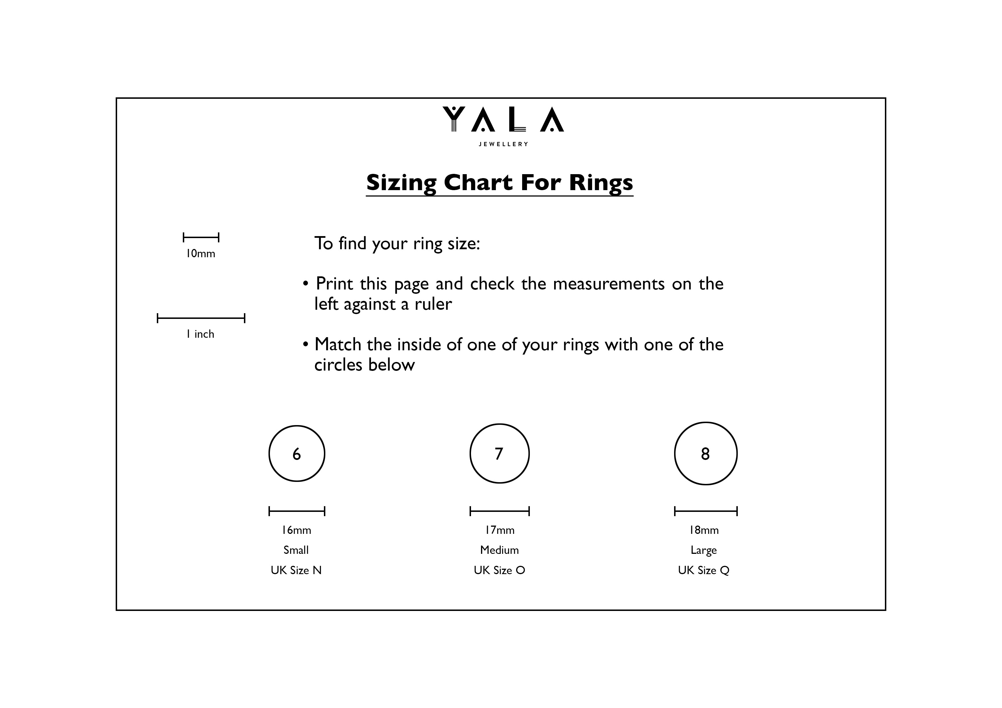 Colombian Ring Size Chart