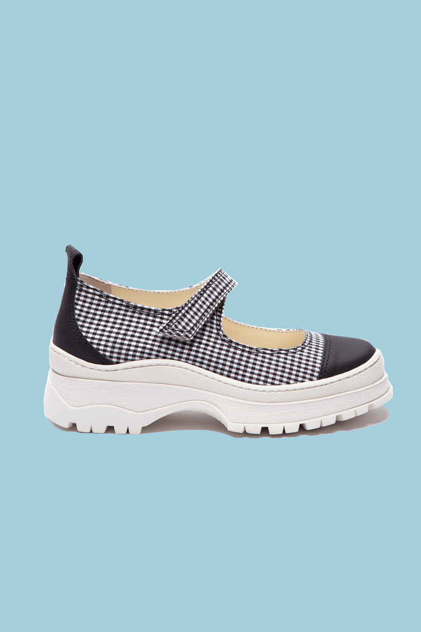 nadia / black and white gingham canvas
