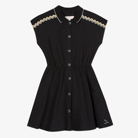 Black pique tennis shirt dress