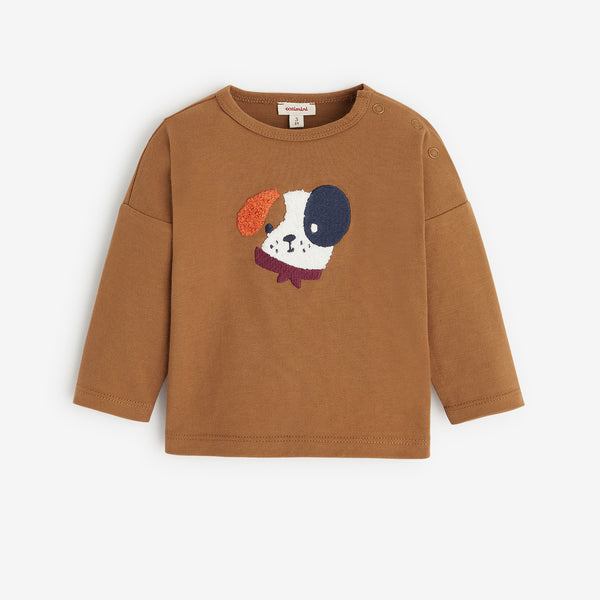 Newborn boys' caramel T-shirt