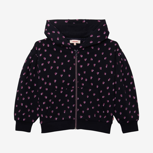 Girls' navy blue zip hoodie