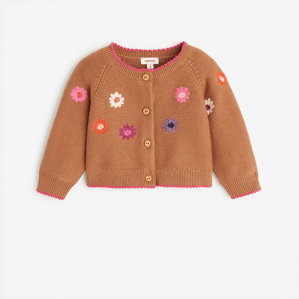 Newborn girls' caramel cardigan