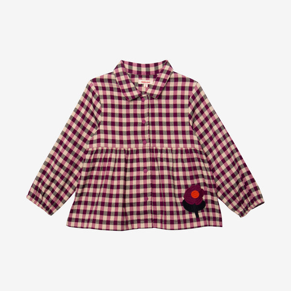 Baby girls' purple gingham blouse