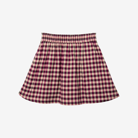 Girls' purple gingham skirt