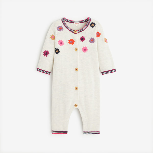 Newborn girls' heather gray jumpsuit