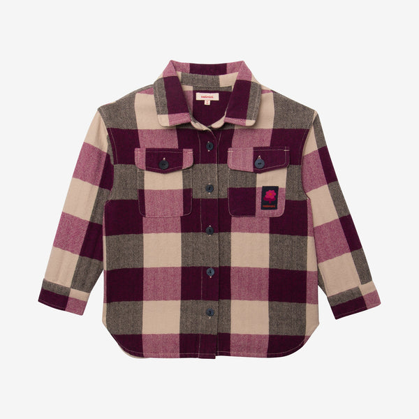 Girls' purple gingham overshirt