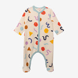 Newborn boys' beige footie pajama