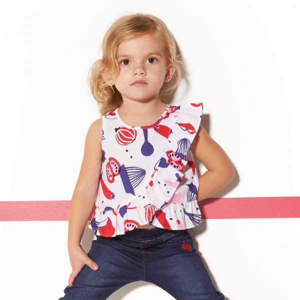 Baby girl printed ruffle top