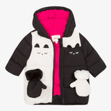 Baby girl black and white hooded puffer jacket