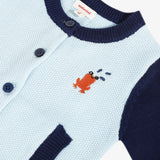 Newborn boy light blue knit cardigan