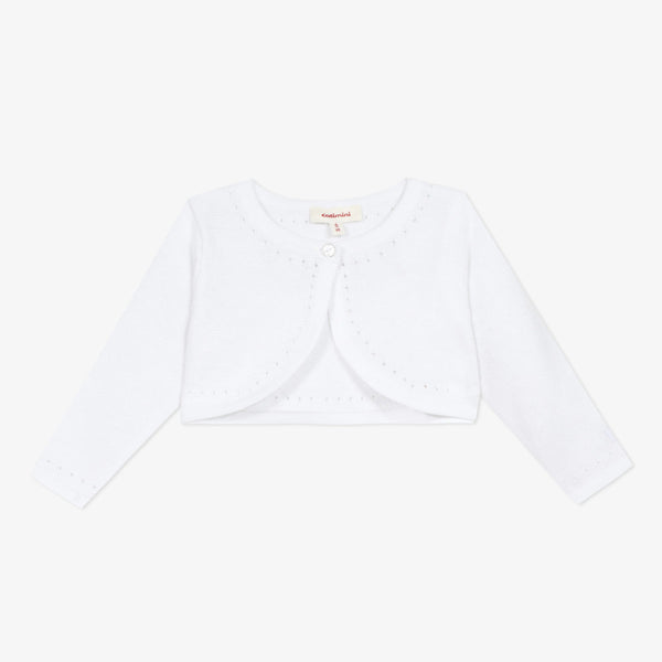 Baby girl white embroidered cropped cardigan