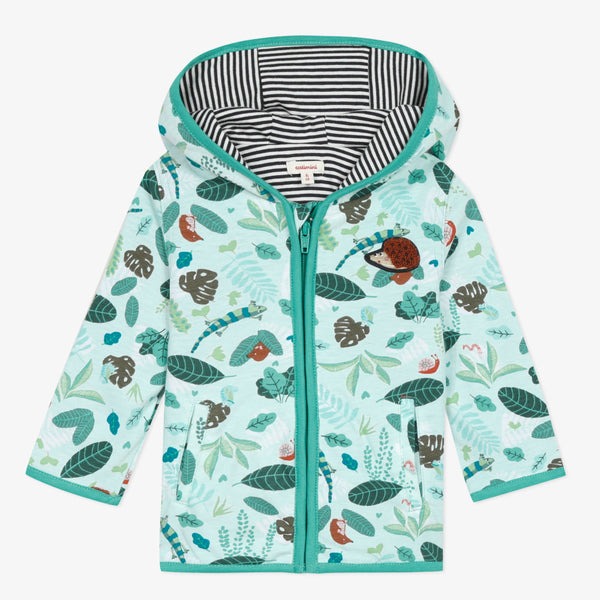 Newborn boy jungle printed hooded jacket