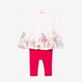 Newborn girl dress and leggings set