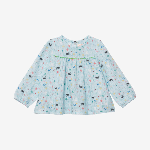 Newborn girl pastel blue blouse