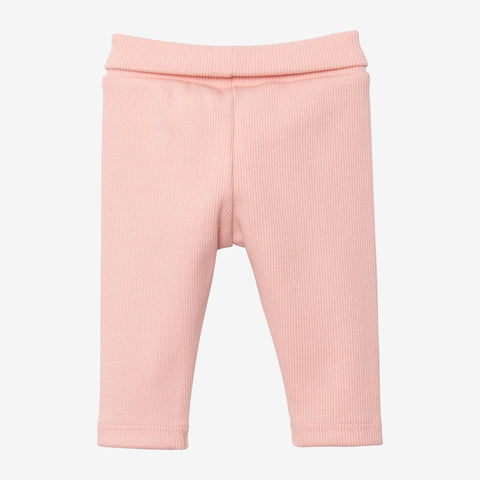 Newborn girl pink ribbed leggings