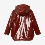 Girl burgundy waxed raincoat